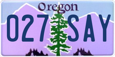 OR license plate 027SAY