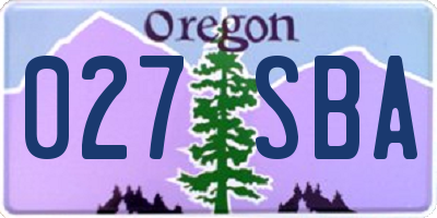 OR license plate 027SBA