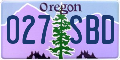 OR license plate 027SBD