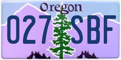 OR license plate 027SBF
