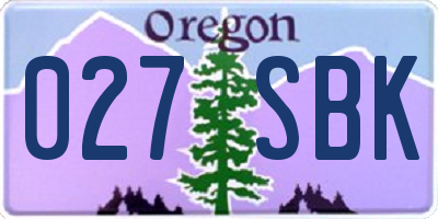 OR license plate 027SBK