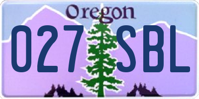 OR license plate 027SBL