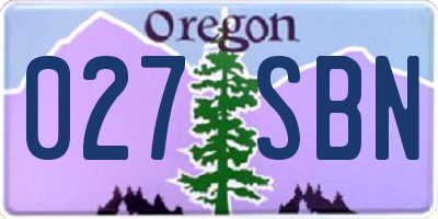 OR license plate 027SBN