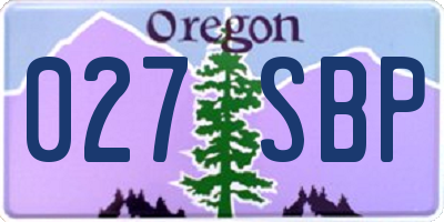 OR license plate 027SBP
