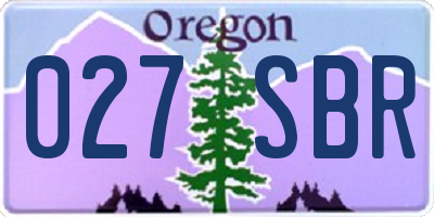 OR license plate 027SBR