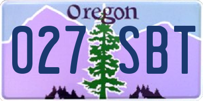 OR license plate 027SBT