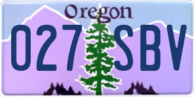 OR license plate 027SBV