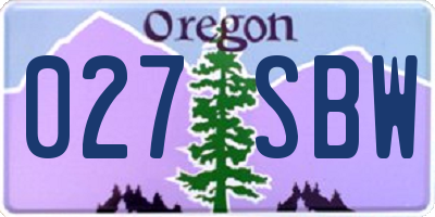 OR license plate 027SBW