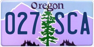 OR license plate 027SCA