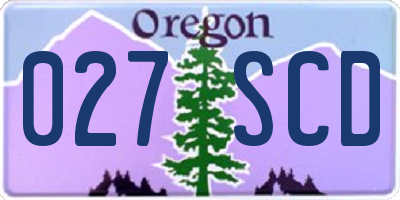 OR license plate 027SCD