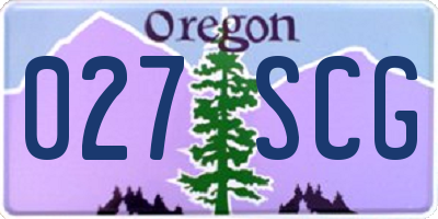 OR license plate 027SCG