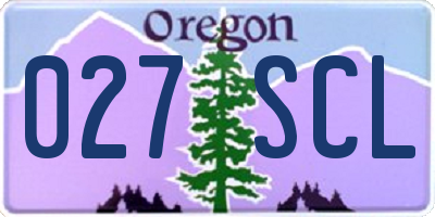 OR license plate 027SCL