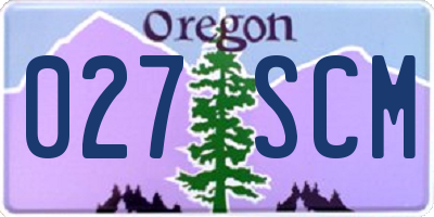 OR license plate 027SCM