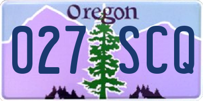 OR license plate 027SCQ