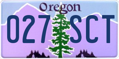 OR license plate 027SCT