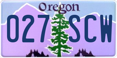 OR license plate 027SCW