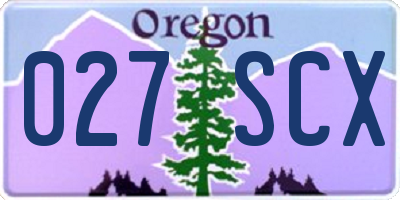 OR license plate 027SCX