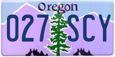 OR license plate 027SCY