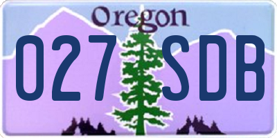 OR license plate 027SDB