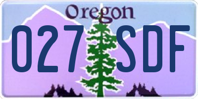 OR license plate 027SDF