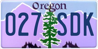 OR license plate 027SDK
