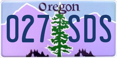 OR license plate 027SDS