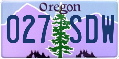 OR license plate 027SDW