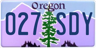 OR license plate 027SDY