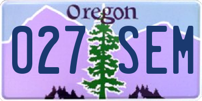 OR license plate 027SEM