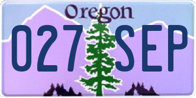 OR license plate 027SEP