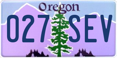 OR license plate 027SEV