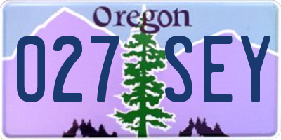 OR license plate 027SEY