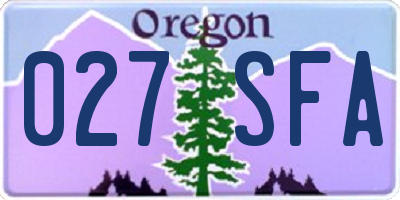 OR license plate 027SFA