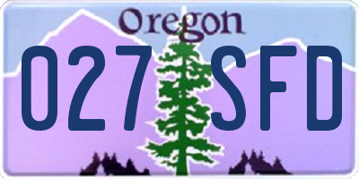 OR license plate 027SFD