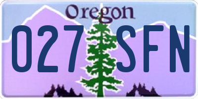 OR license plate 027SFN