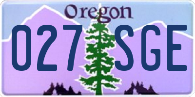 OR license plate 027SGE