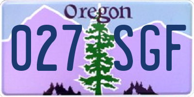 OR license plate 027SGF