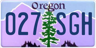 OR license plate 027SGH