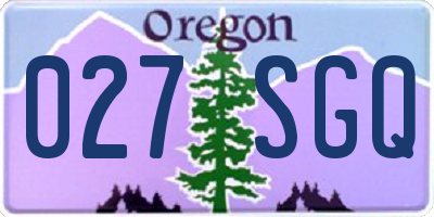 OR license plate 027SGQ