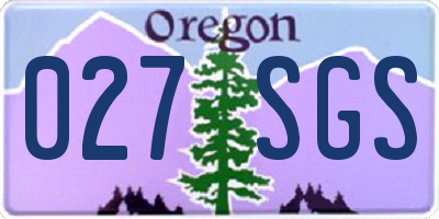 OR license plate 027SGS