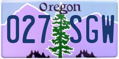 OR license plate 027SGW
