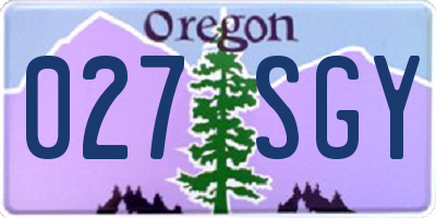 OR license plate 027SGY