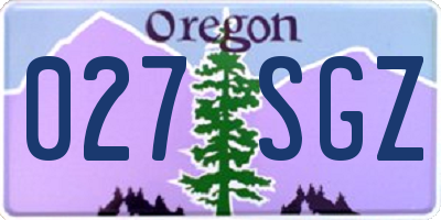 OR license plate 027SGZ