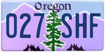 OR license plate 027SHF