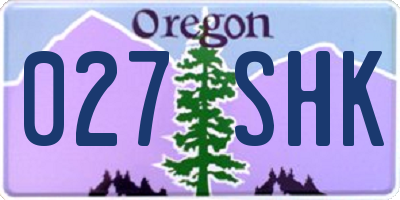 OR license plate 027SHK