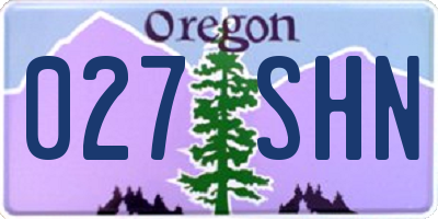 OR license plate 027SHN