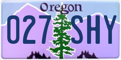 OR license plate 027SHY