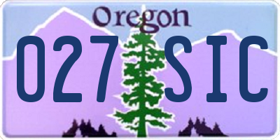 OR license plate 027SIC