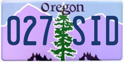 OR license plate 027SID