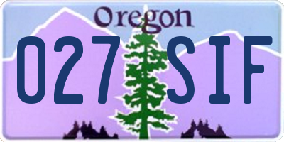 OR license plate 027SIF